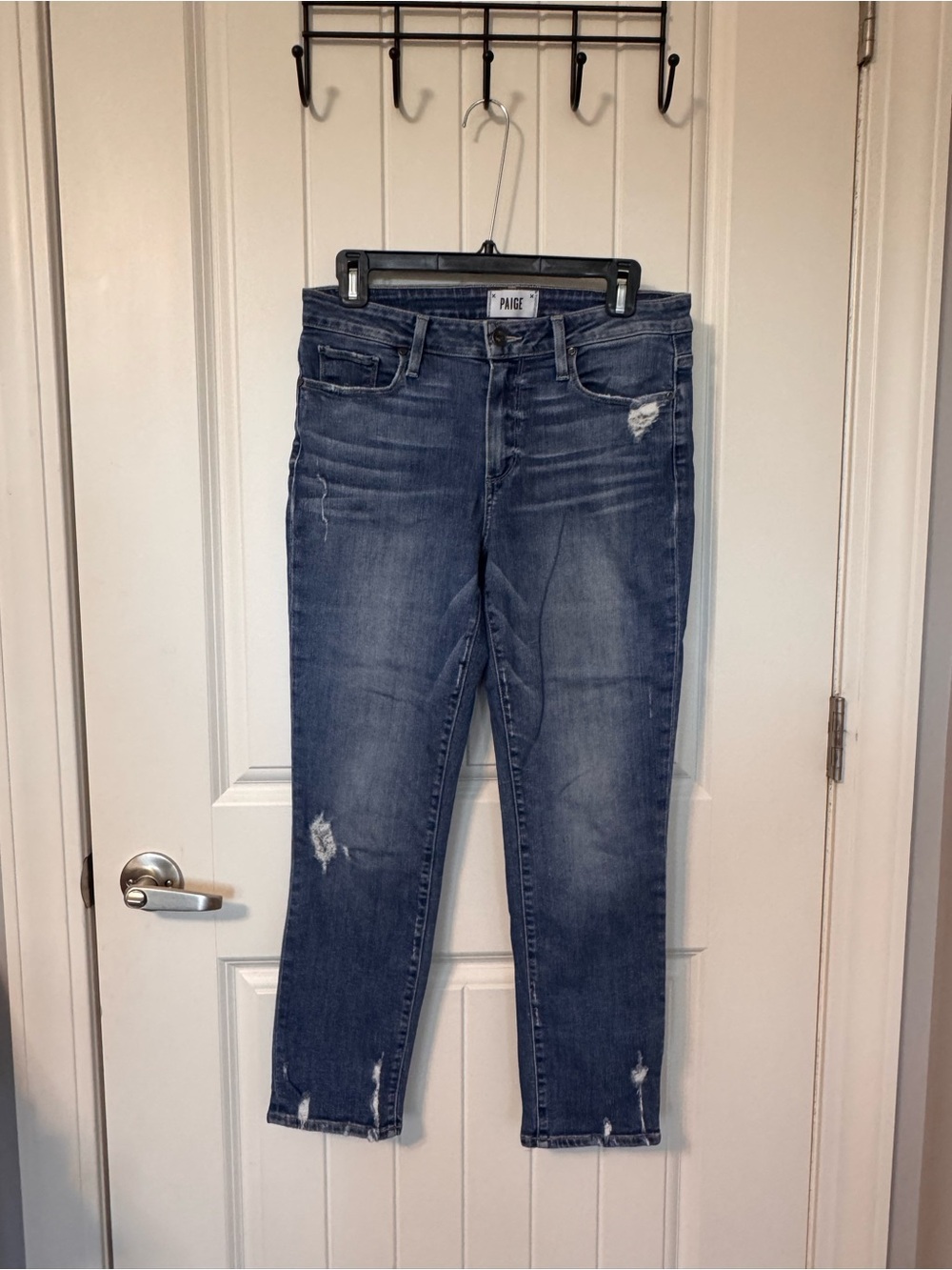 PAIGE Jimmy Jimmy Crop High Rise Jeans Size 27 Distressed Raw Hem